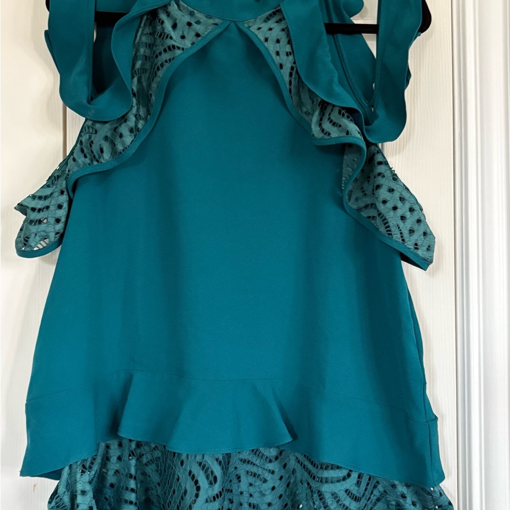 Chic Teal Ruffle Blouse